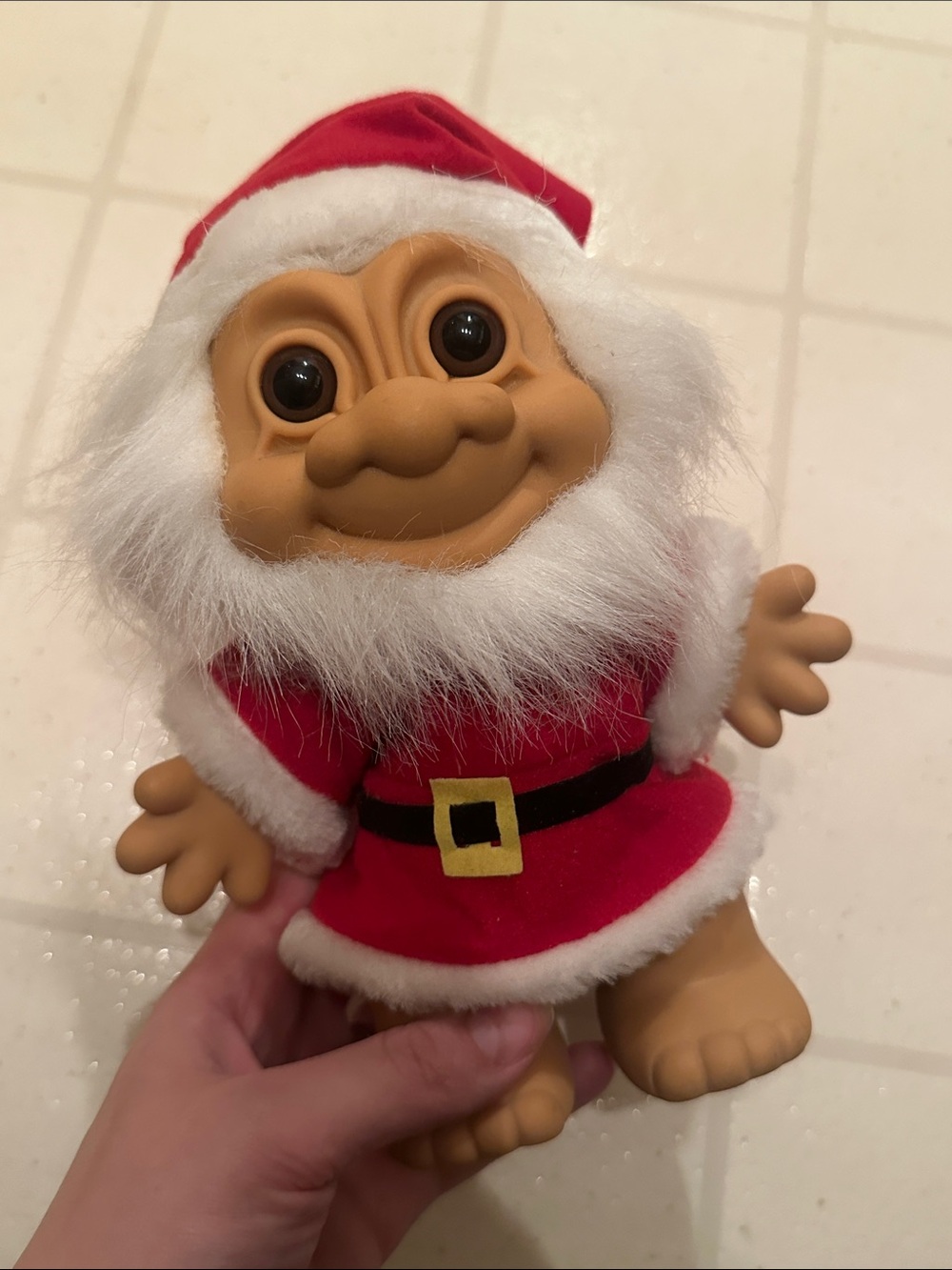 Vintage Russ Berrie troll doll dressed as Santa Claus